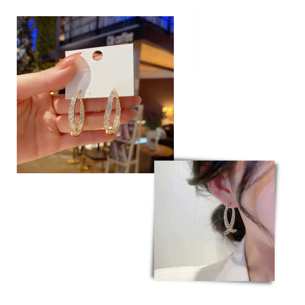 Pendientes cruzados de plata y oro - Ozerty