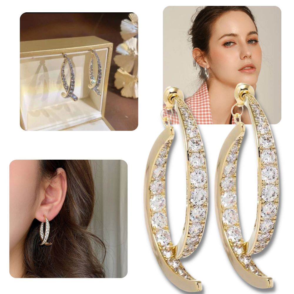 Pendientes cruzados de plata y oro - Ozerty