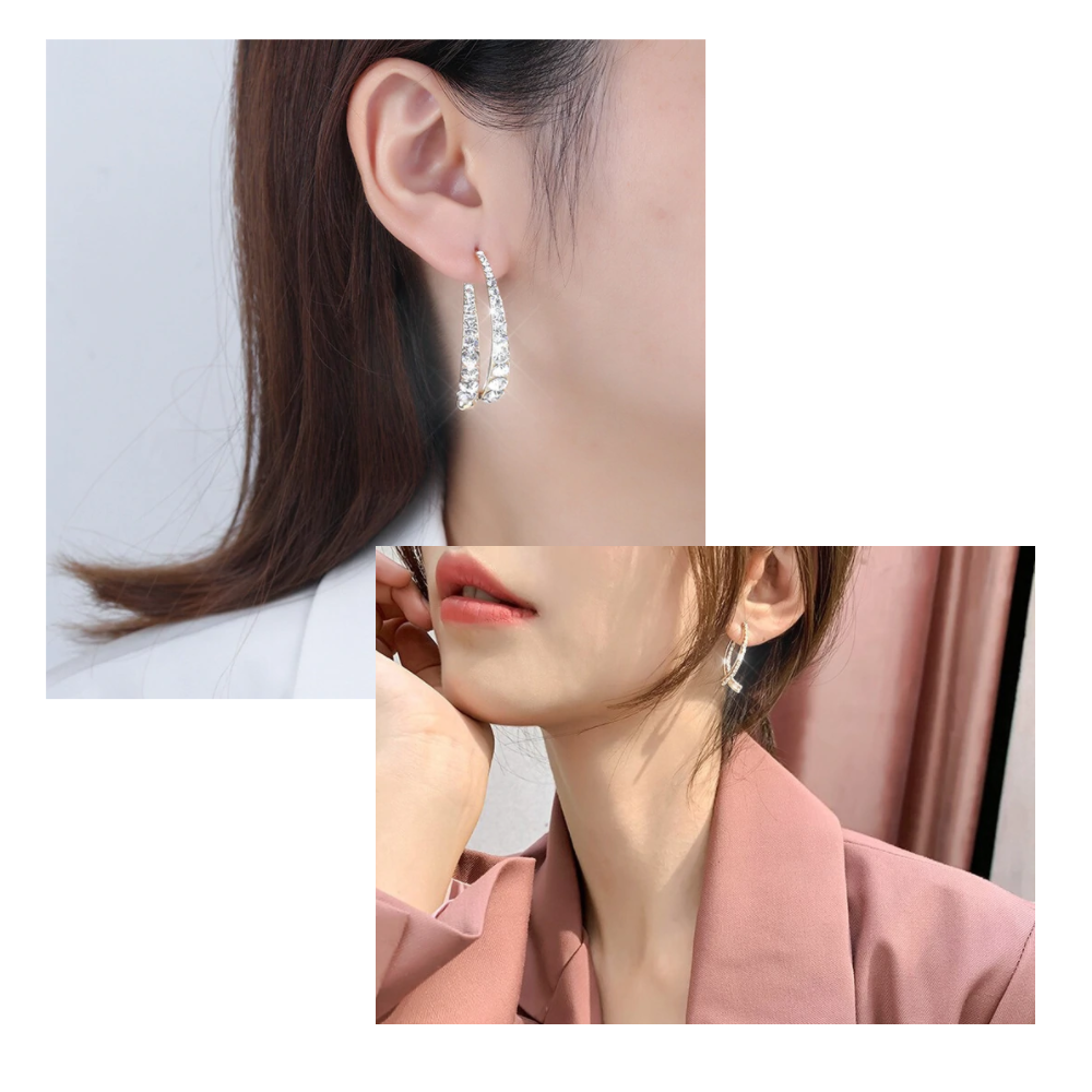 Pendientes cruzados de plata y oro - Ozerty