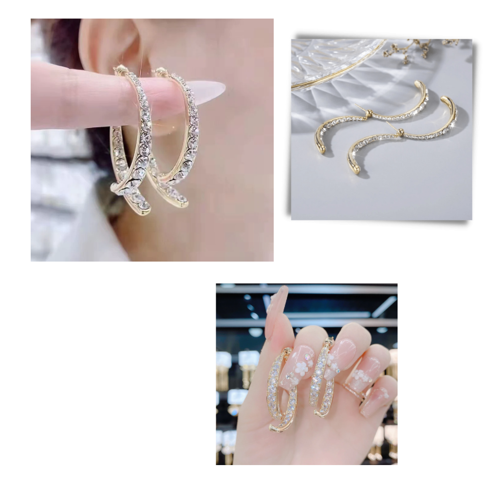 Pendientes cruzados de plata y oro - Ozerty