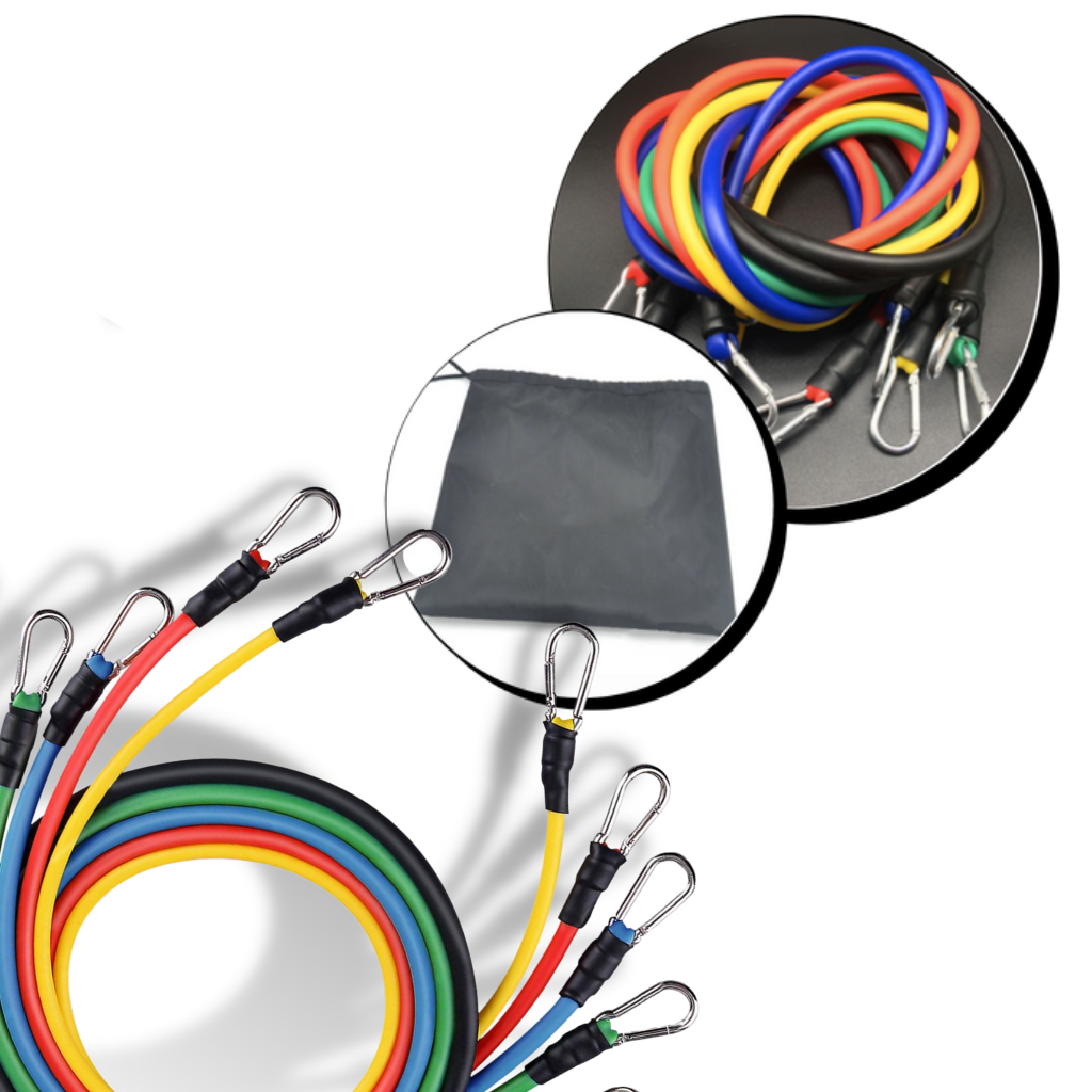 Juego completo de bandas de resistencia para ejercicios (11 piezas) - Ozerty