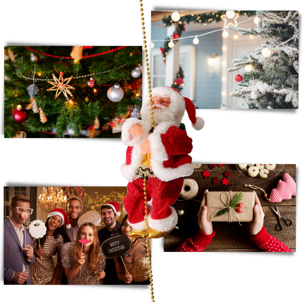 Decoración eléctrica de Papá Noel trepador - Ozerty