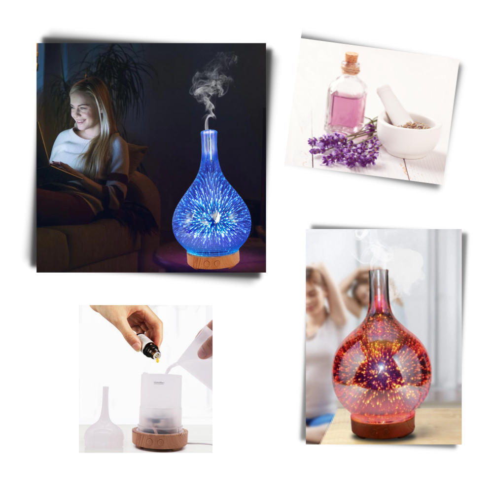 Difusor de aceites esenciales con forma de jarrón con diseño de fuegos artificiales - Ozerty