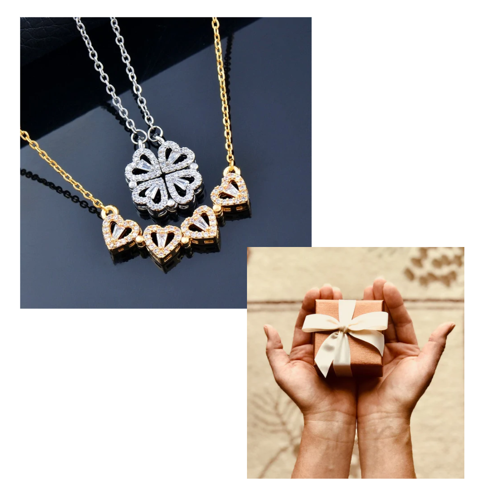 Collar de cuatro hojas en forma de corazón - Ozerty