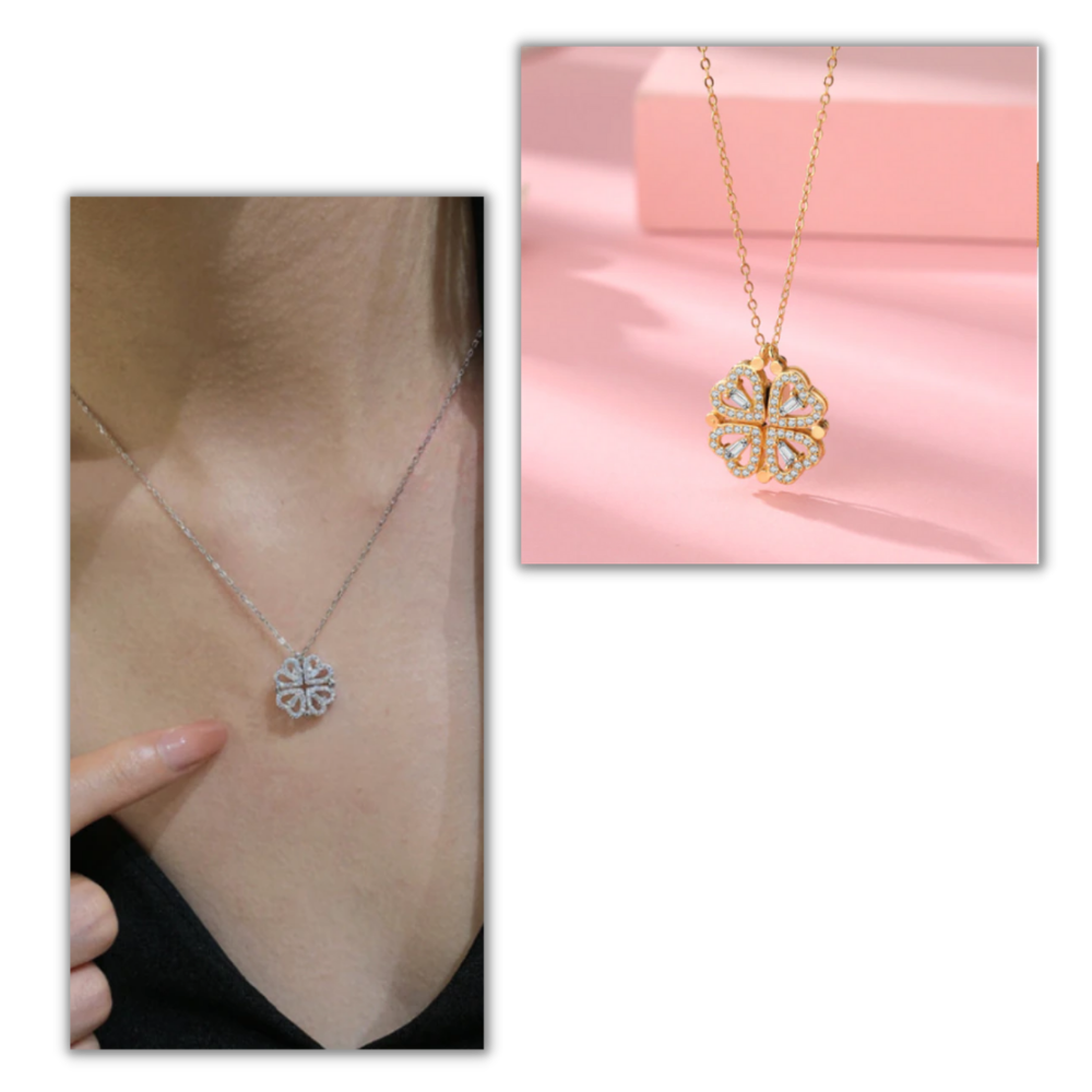 Collar de cuatro hojas en forma de corazón - Ozerty