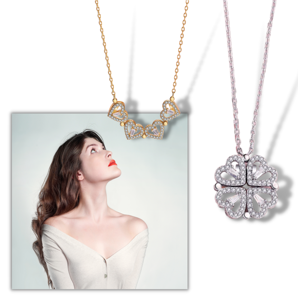 Collar de cuatro hojas en forma de corazón - Ozerty