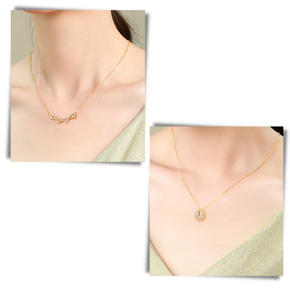 Collar de cuatro hojas en forma de corazón - Ozerty