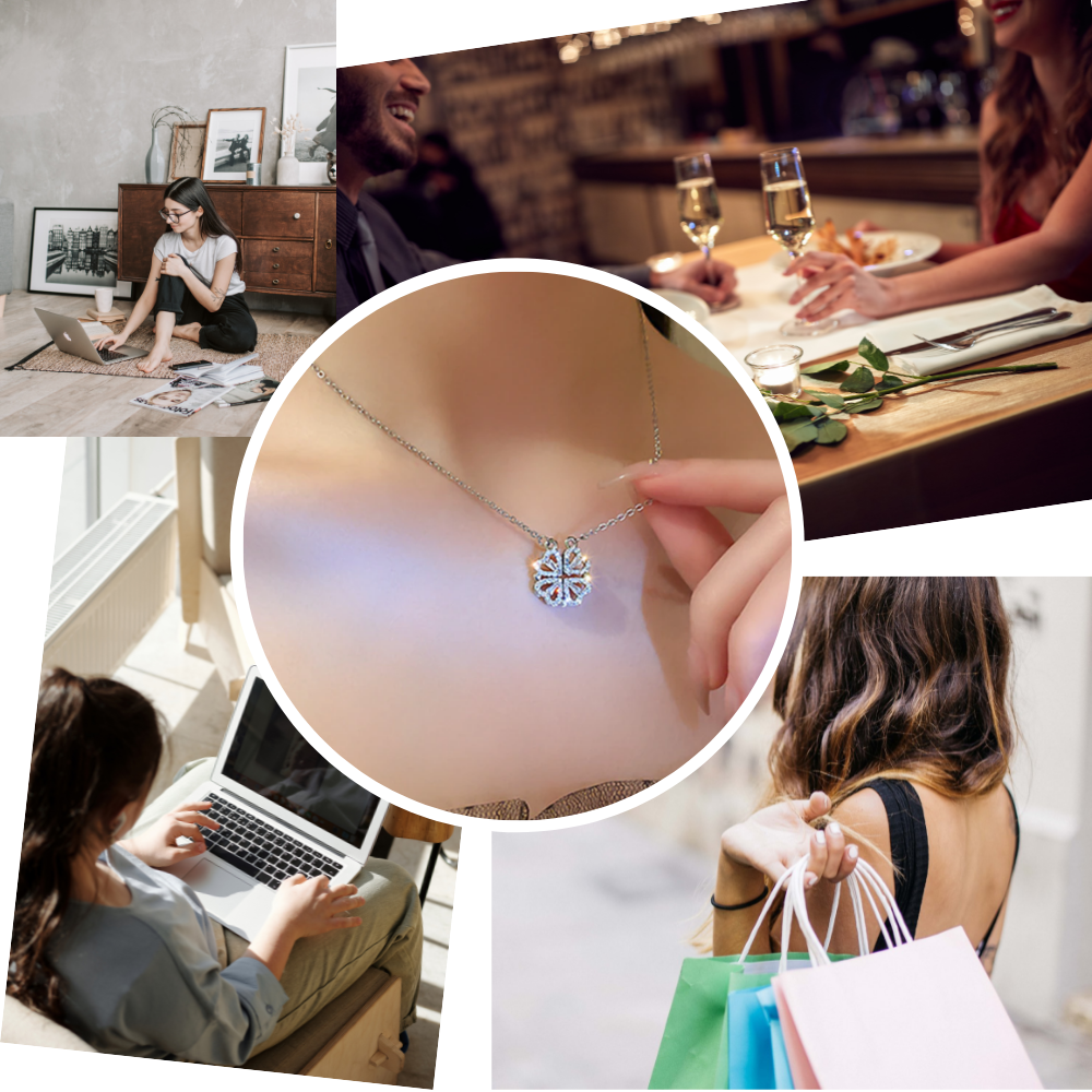 Collar de cuatro hojas en forma de corazón - Ozerty