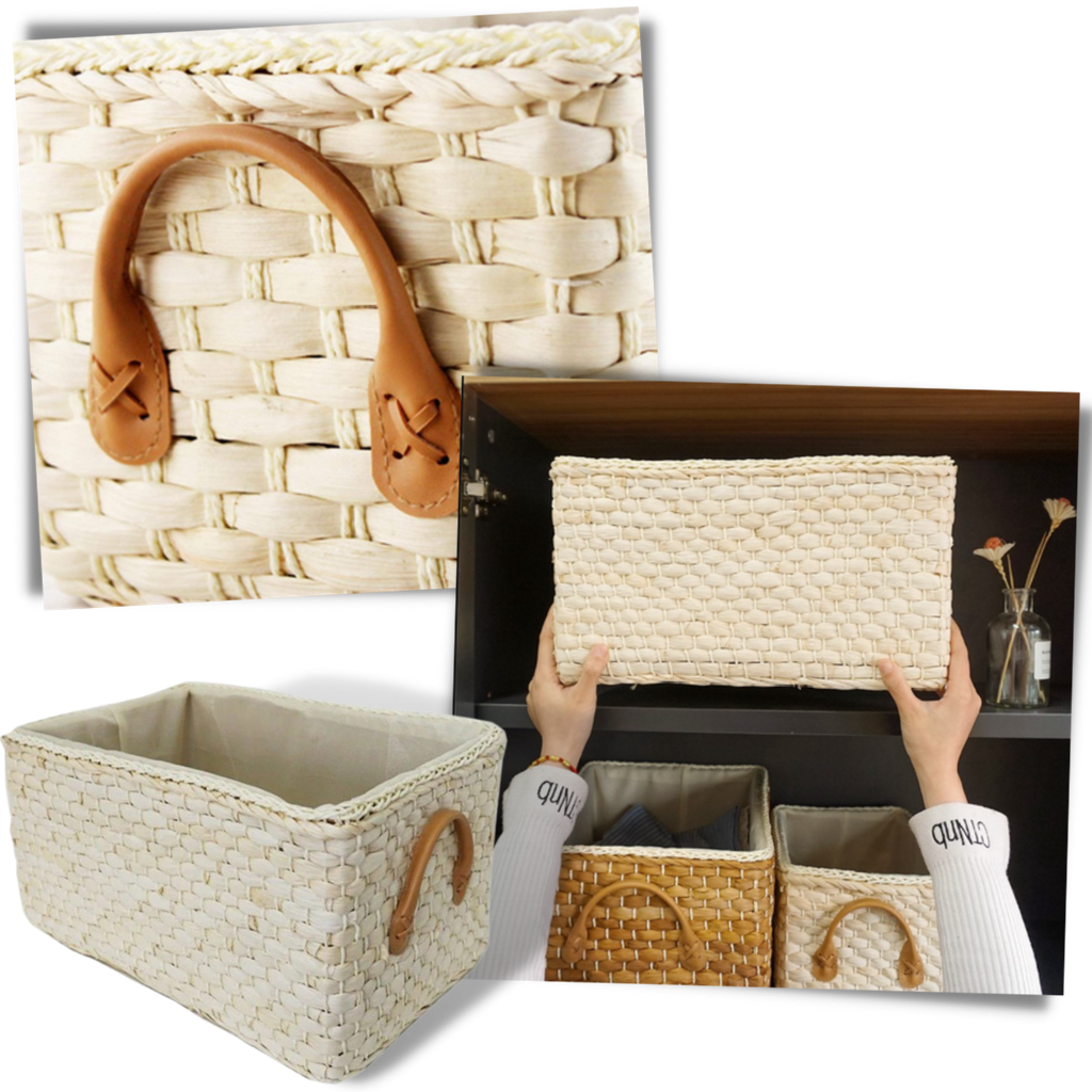 Cesta de mimbre tejida a mano - Ozerty