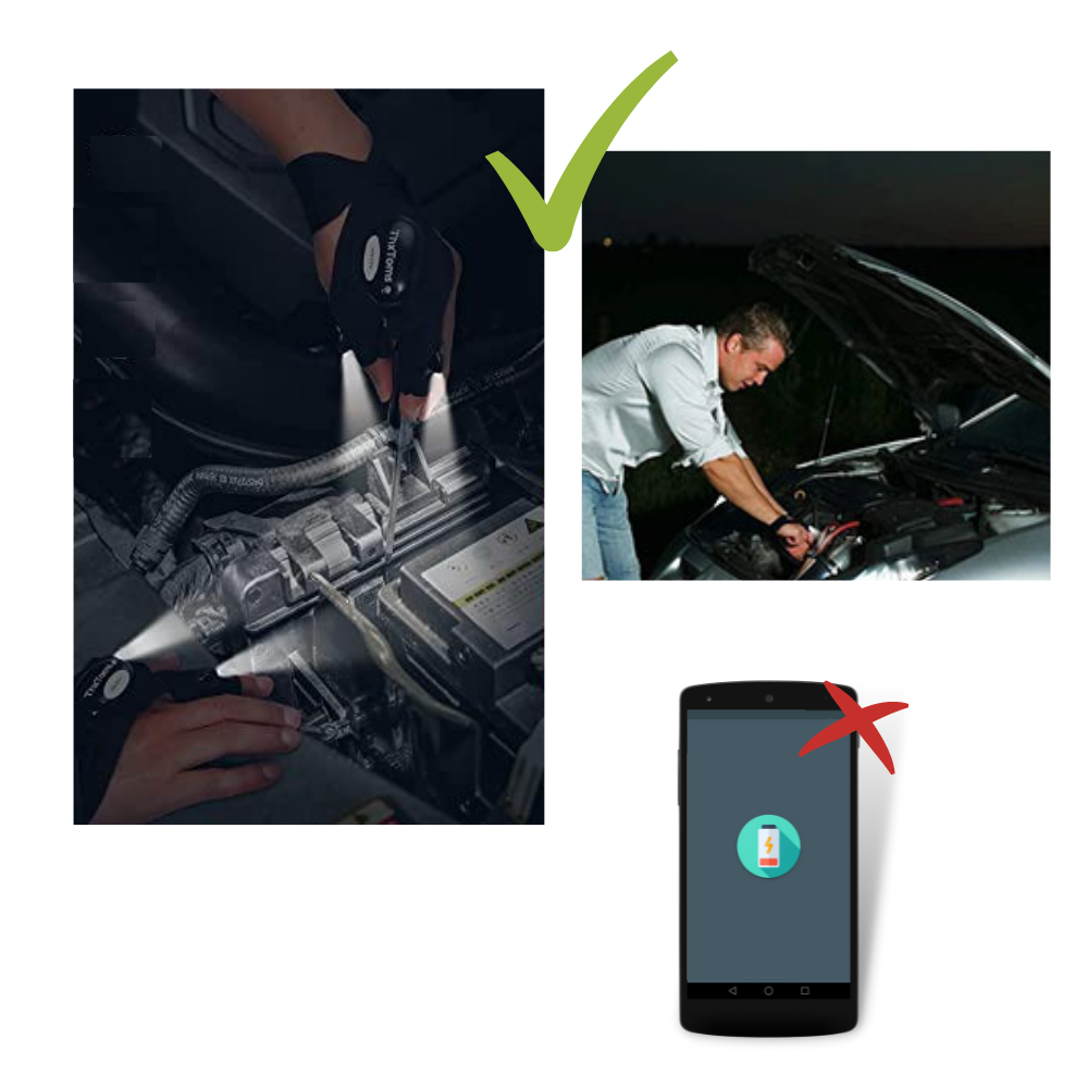 Par de guantes LED con luces impermeables - Ozerty