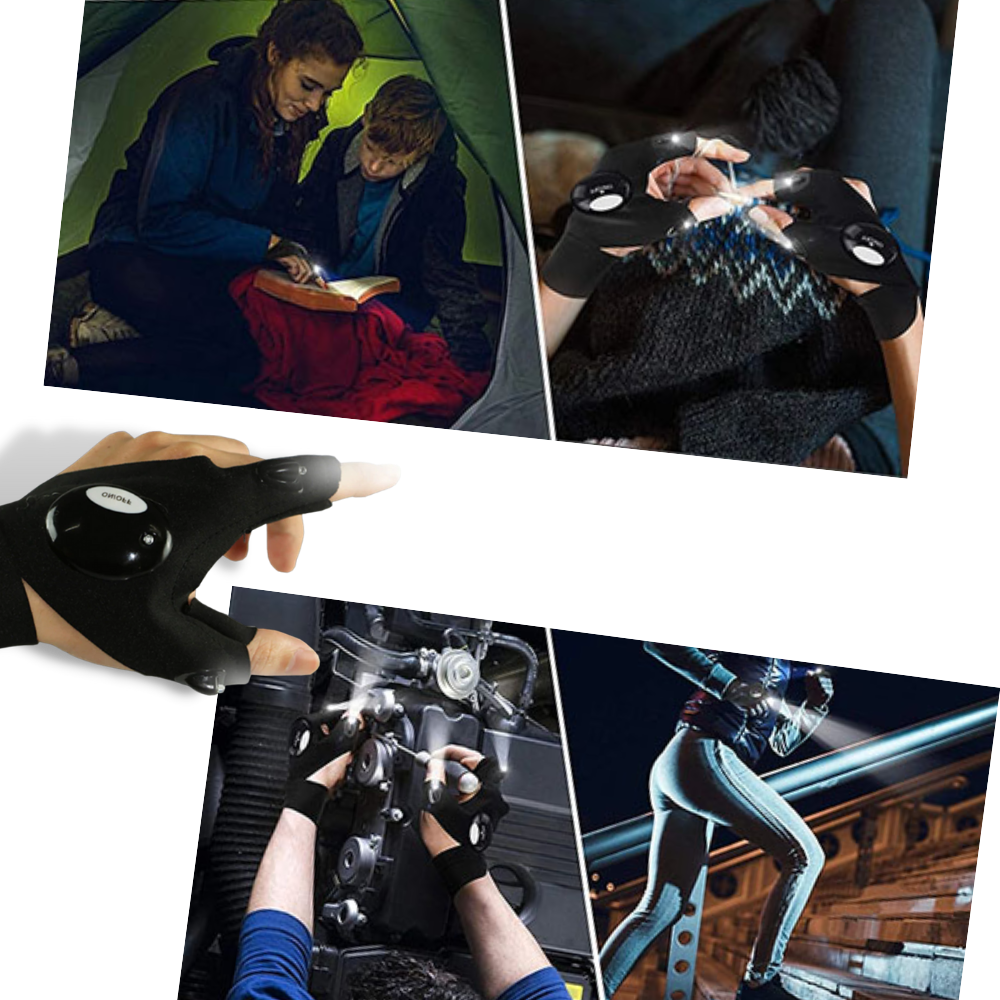 Par de guantes LED con luces impermeables - Ozerty