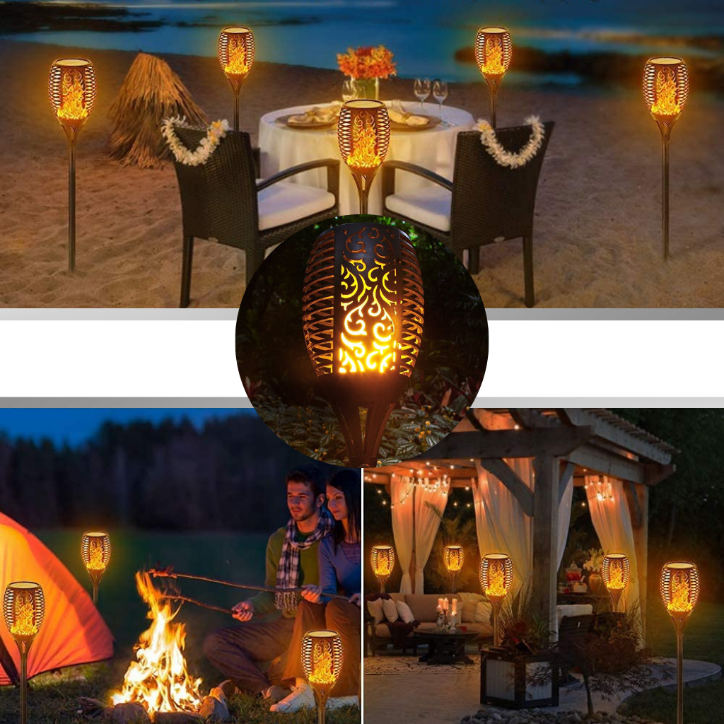 Linterna solar LED con llama parpadeante - Ozerty