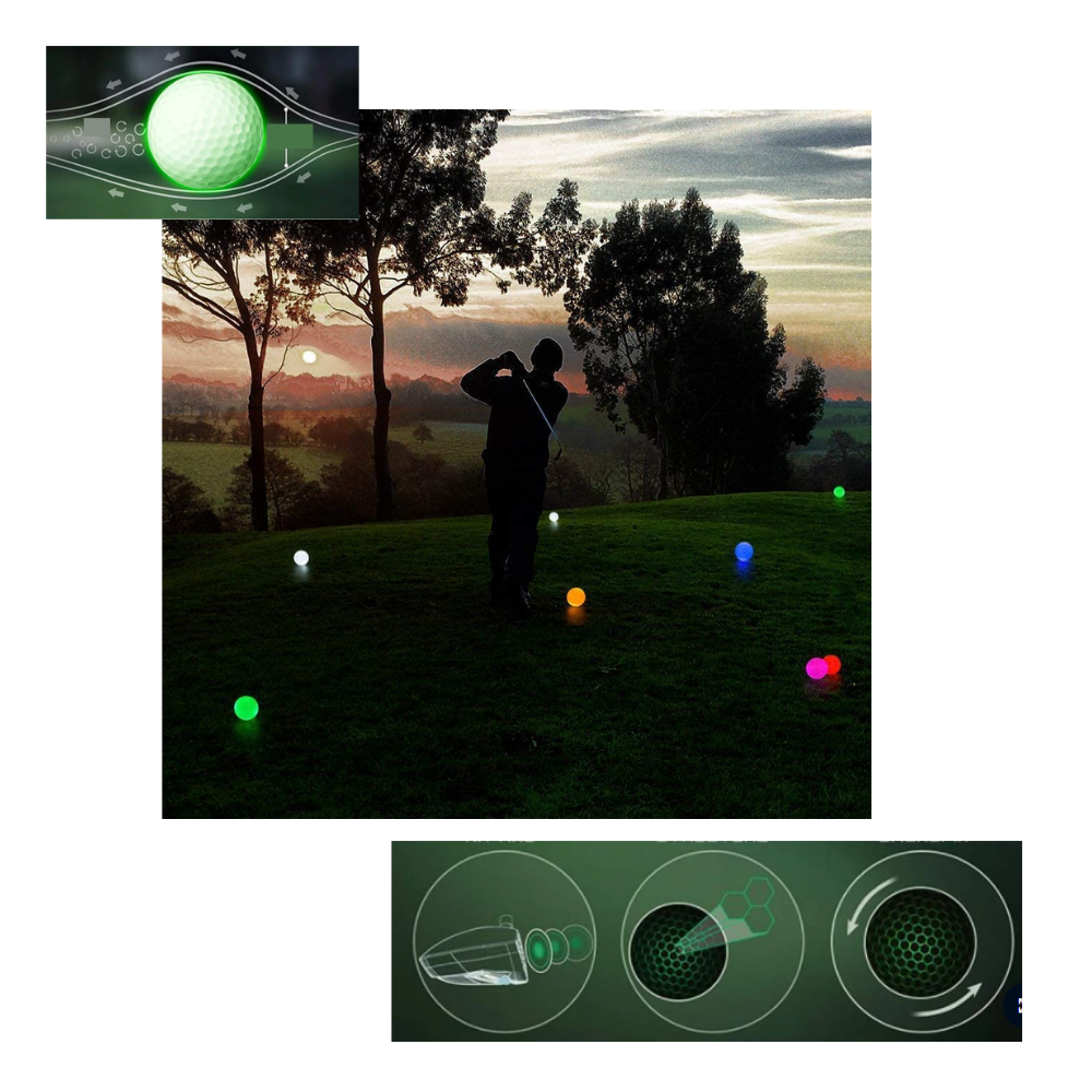 Paquete de 6 bolas de golf luminosas con LED - Ozerty