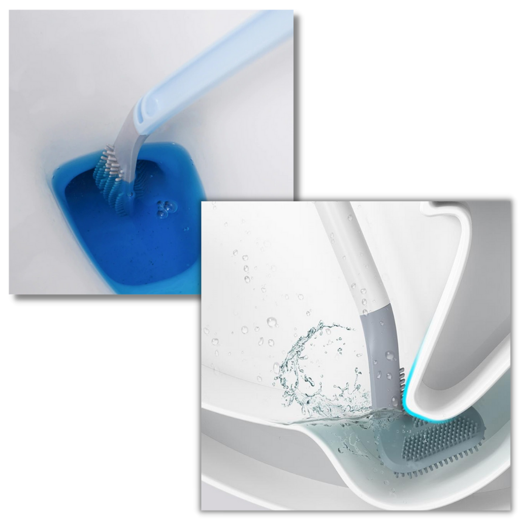 Escobilla de inodoro de mango largo con base de montaje en la pared - Ozerty