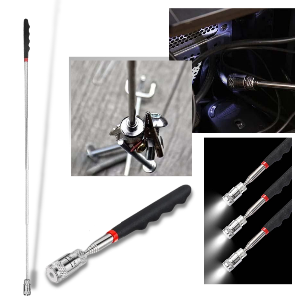 Herramienta de recogida magnética retráctil con LED - Ozerty