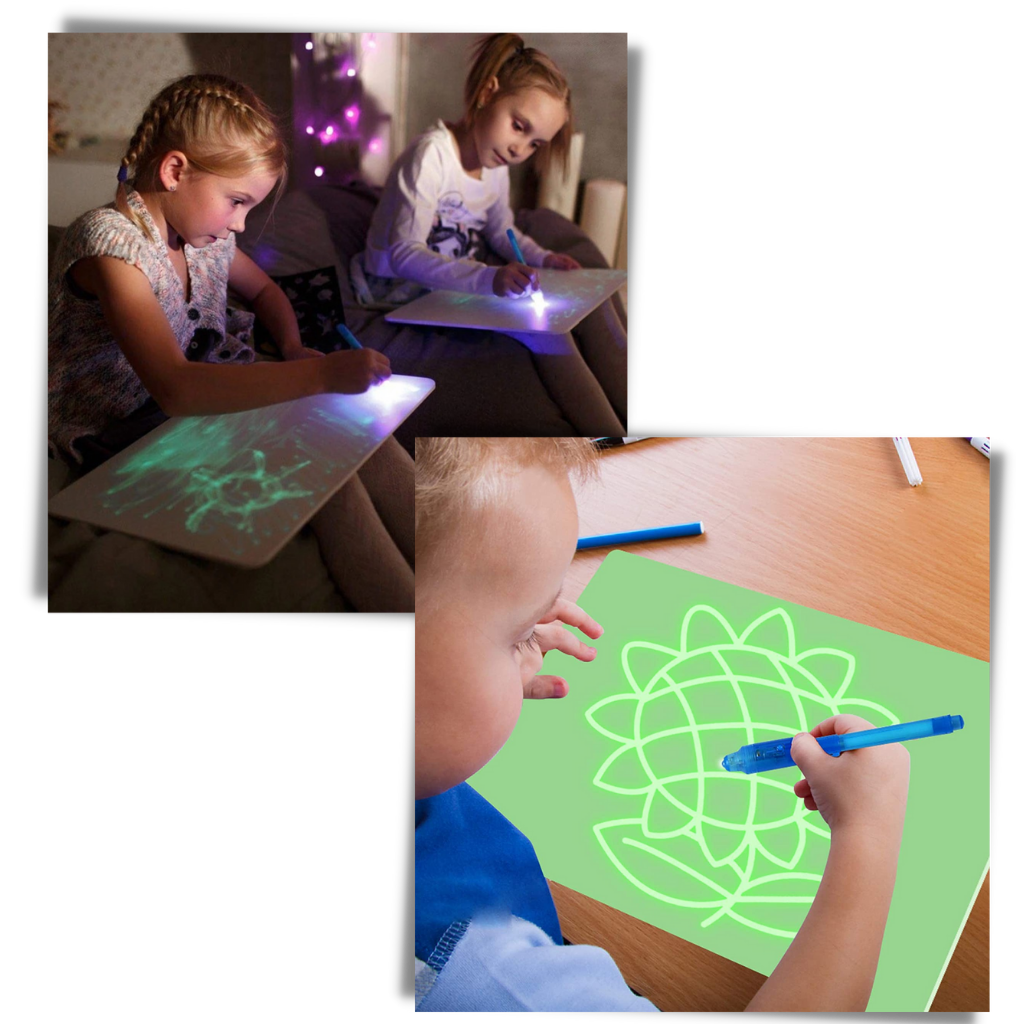 Juego de tablero de dibujo con luz mágica - Ozerty