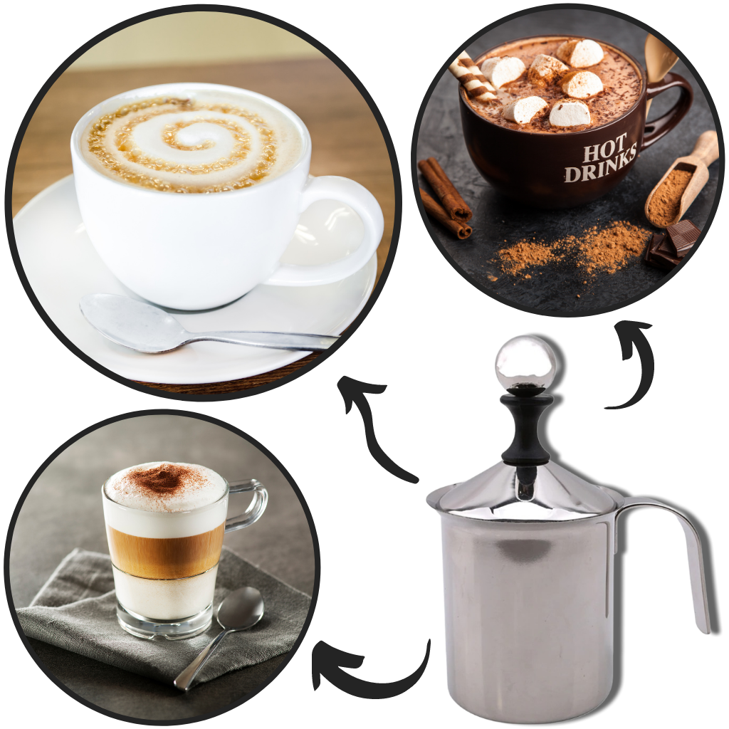 Espumador manual de acero inoxidable 400ml - Ozerty