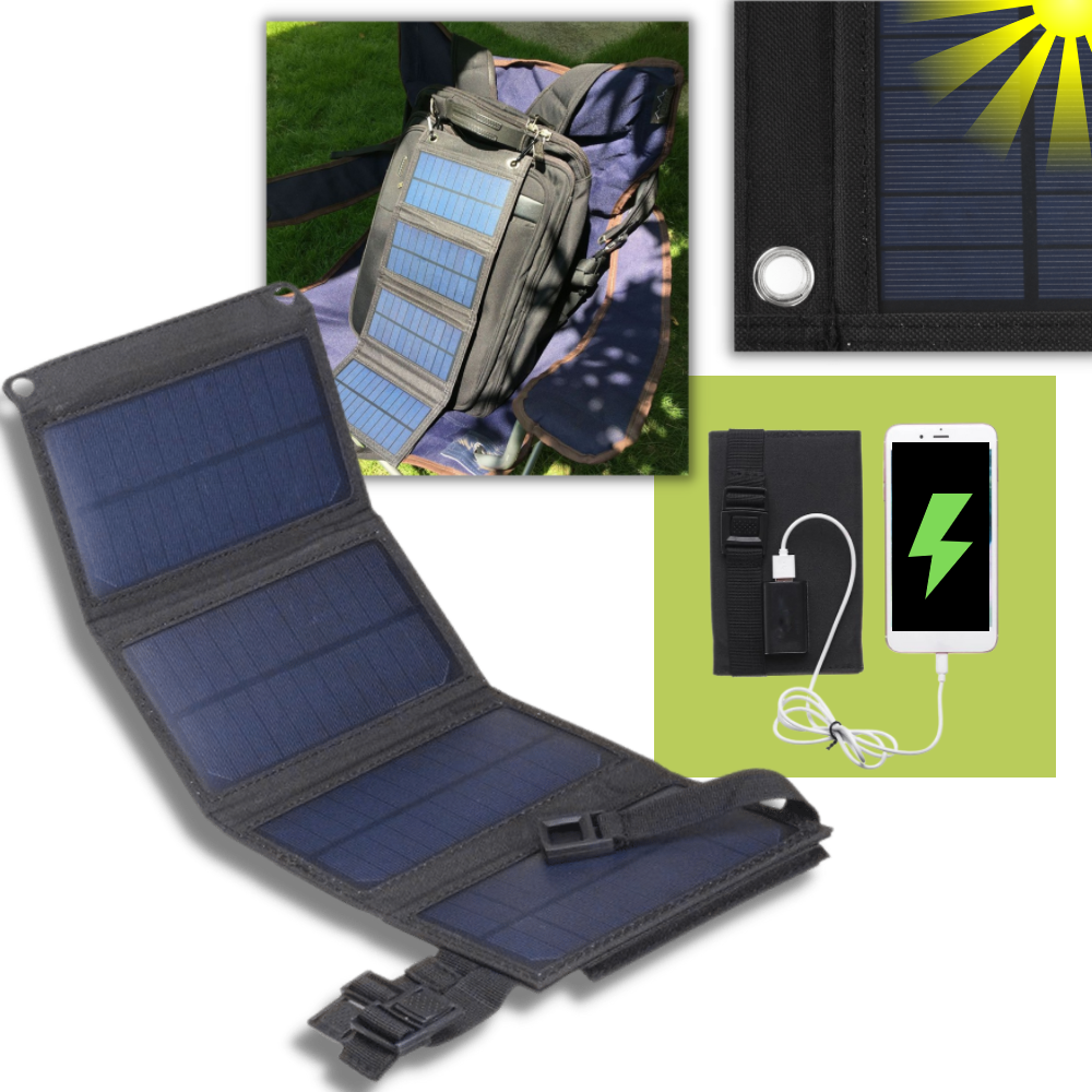 Cargador de panel solar portátil con 2 puertos USB - Ozerty