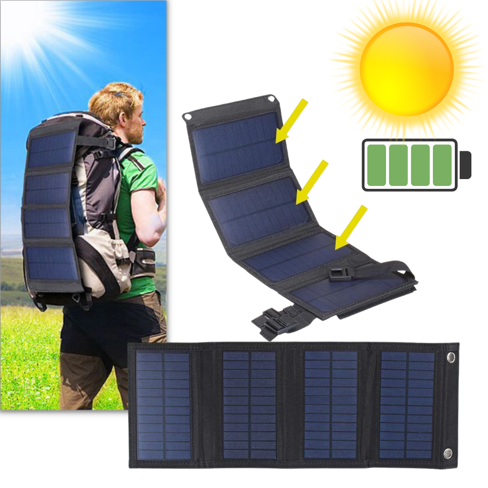 Cargador de panel solar portátil con 2 puertos USB - Ozerty