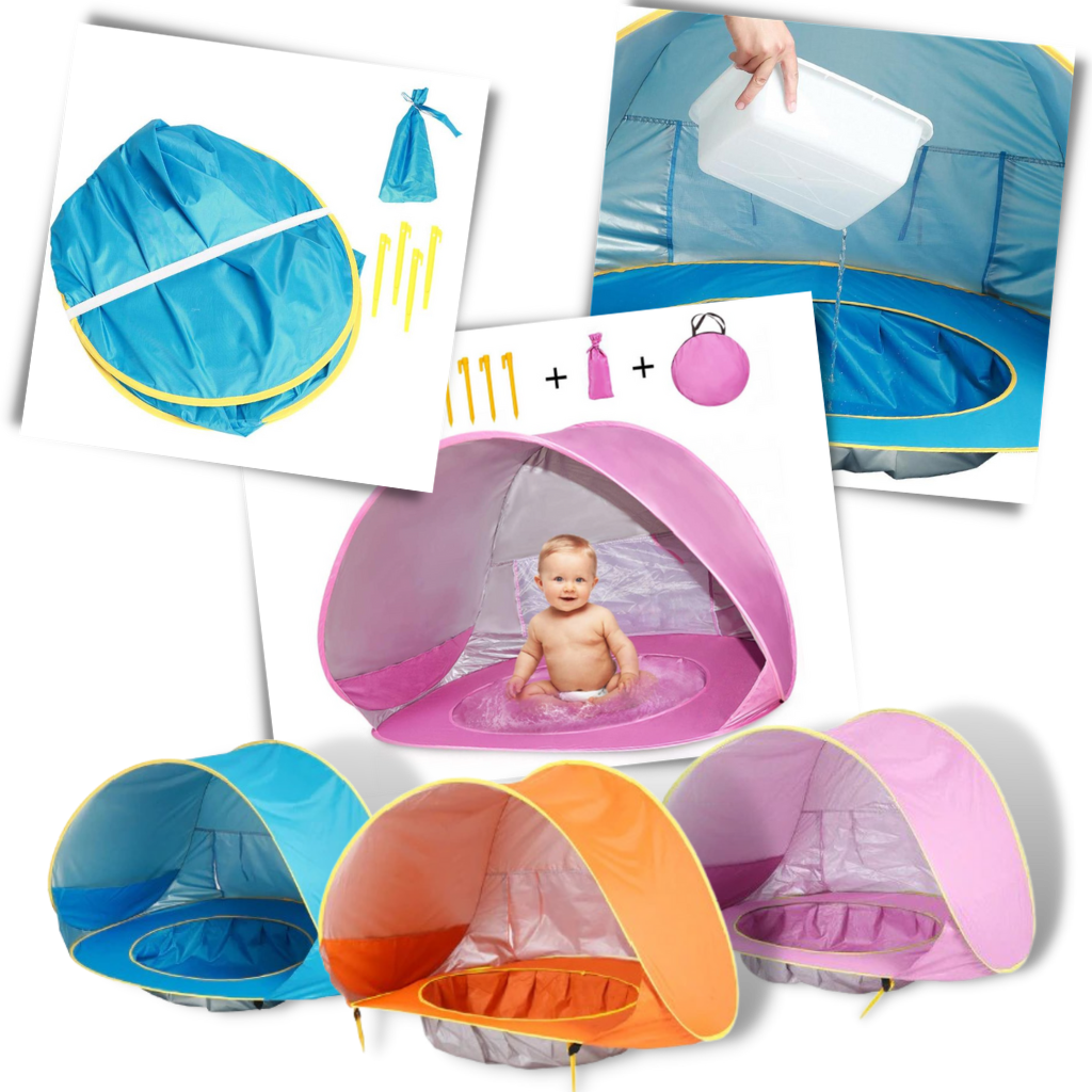 Carpa portátil para bebés con minipiscina - Ozerty
