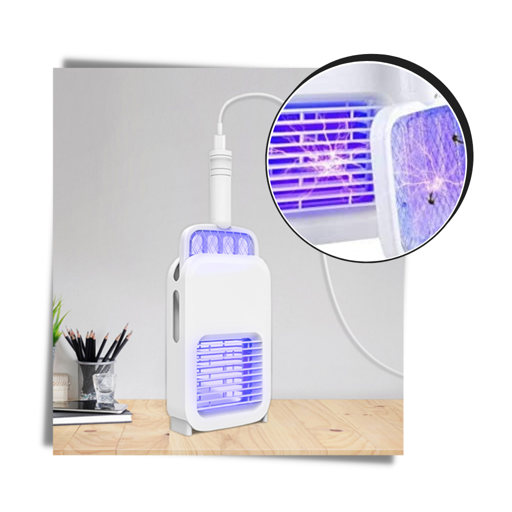 Raqueta lámpara LED anti mosquitos 2 en 1