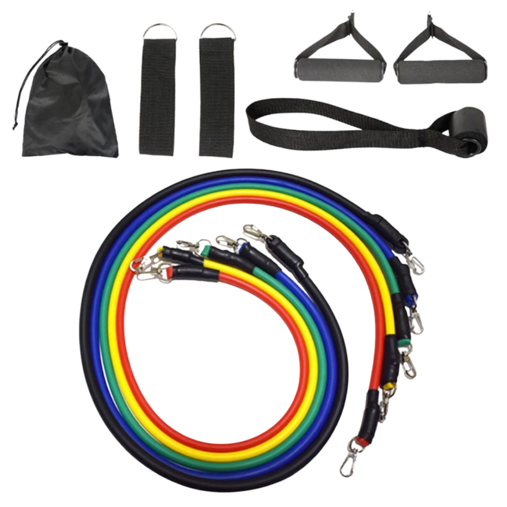 Juego completo de bandas de resistencia para ejercicios (11 piezas) - Ozerty