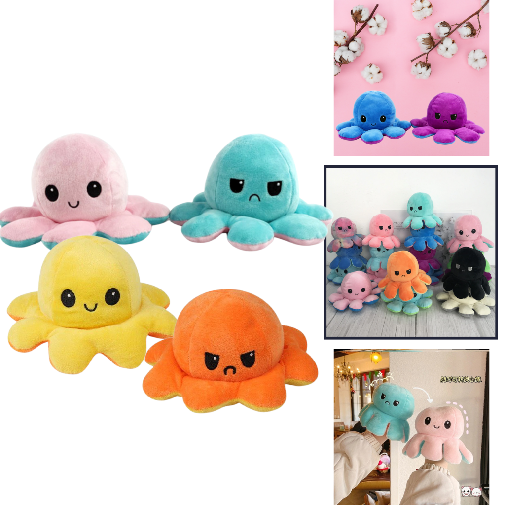 Mini pulpo reversible de peluche - Ozerty