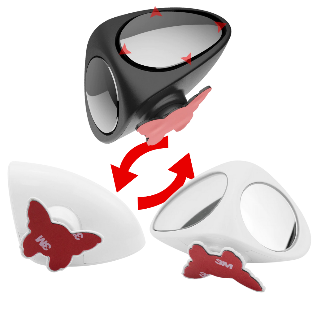 Espejo de coche giratorio con 2 puntos ciegos laterales - Ozerty