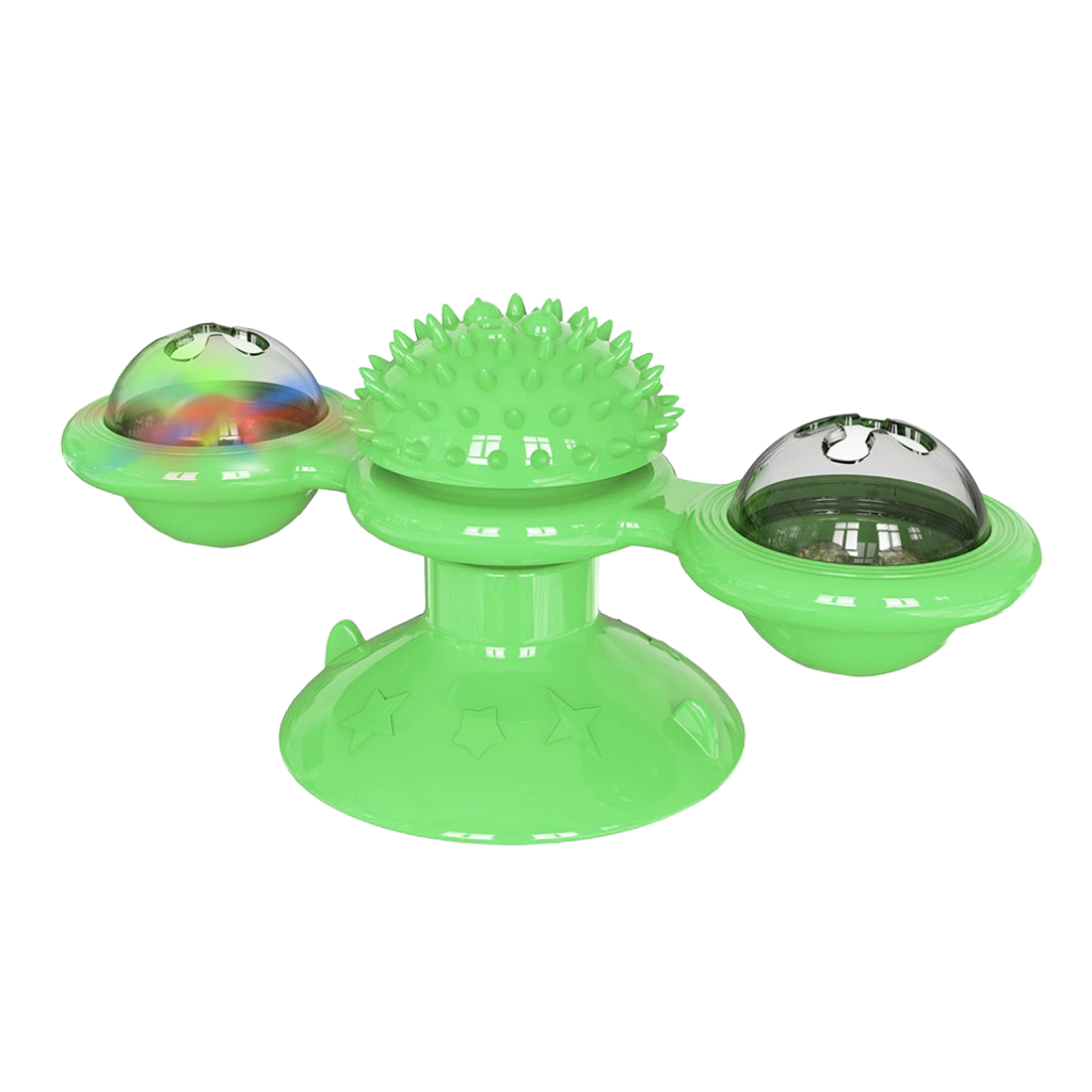 Juguete giratorio para gatos con cepillo