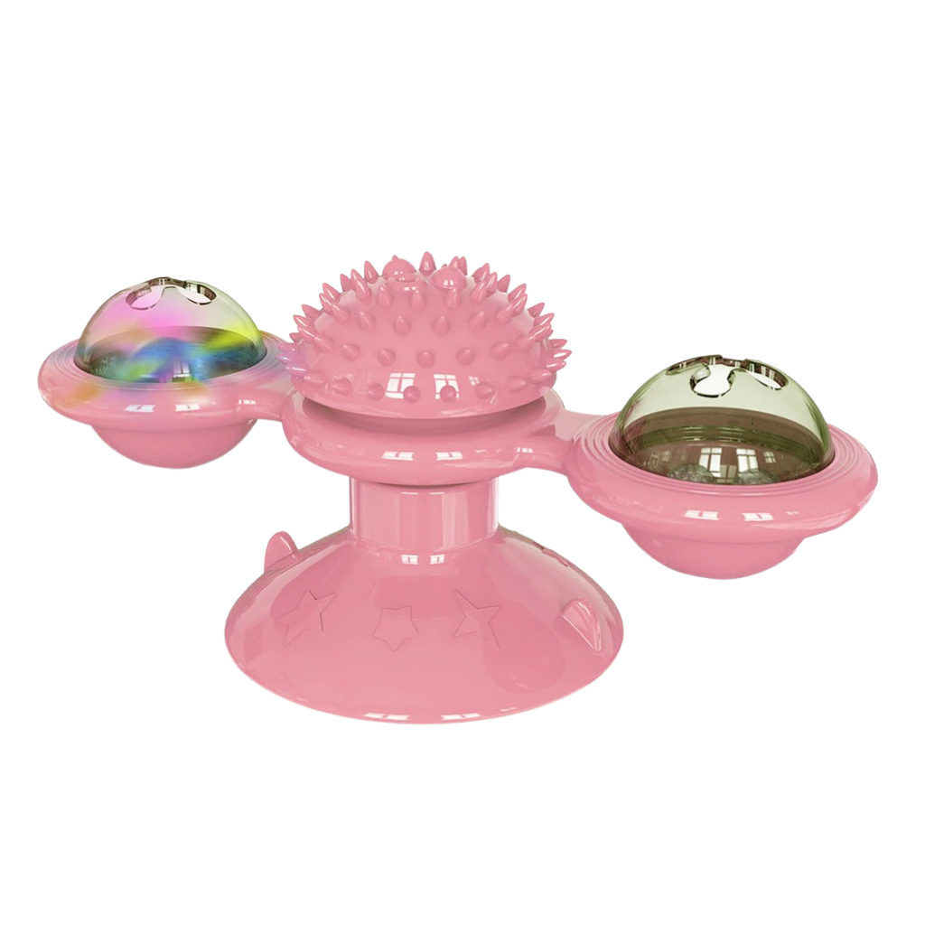 Juguete giratorio para gatos con cepillo