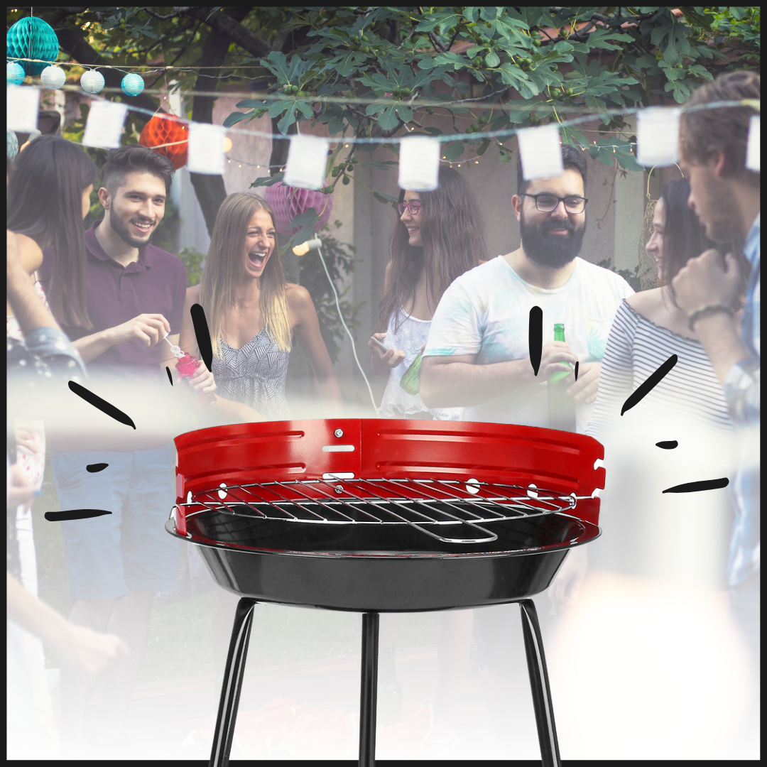 PARRILLA REDONDA DE CARBÓN PORTÁTIL - Ozerty