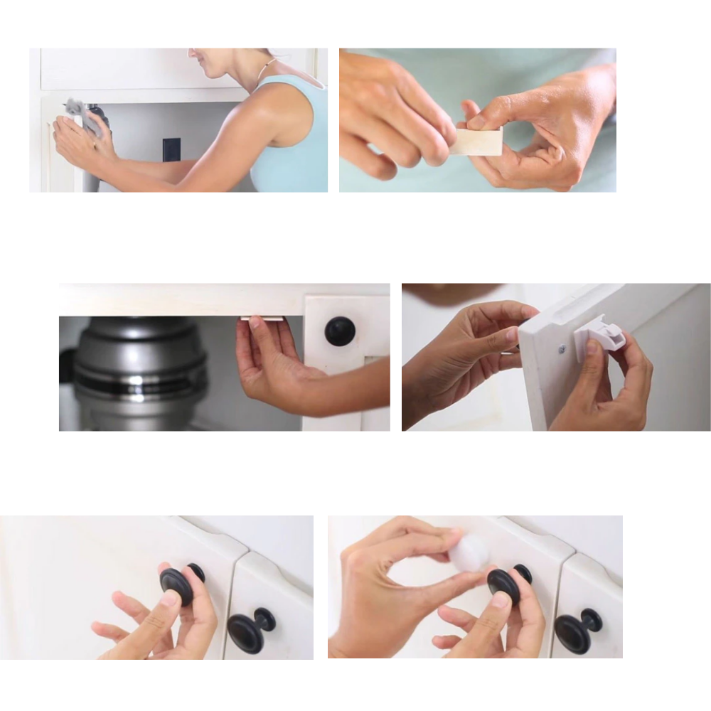 Paquete de 4 cerraduras magnéticas para armarios de seguridad para niños - Ozerty