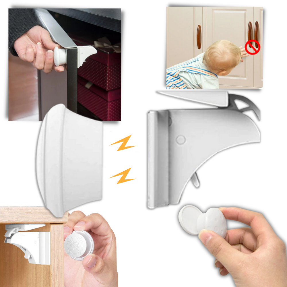 Paquete de 4 cerraduras magnéticas para armarios de seguridad para niños - Ozerty