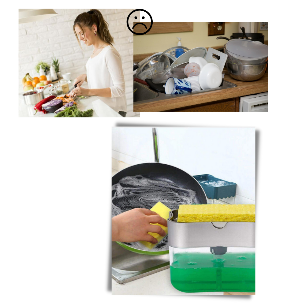 Dispensador de detergente de cocina con soporte para esponjas - Ozerty