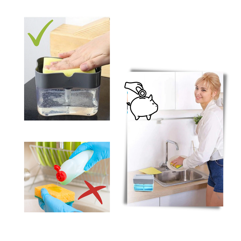 Dispensador de detergente de cocina con soporte para esponjas - Ozerty