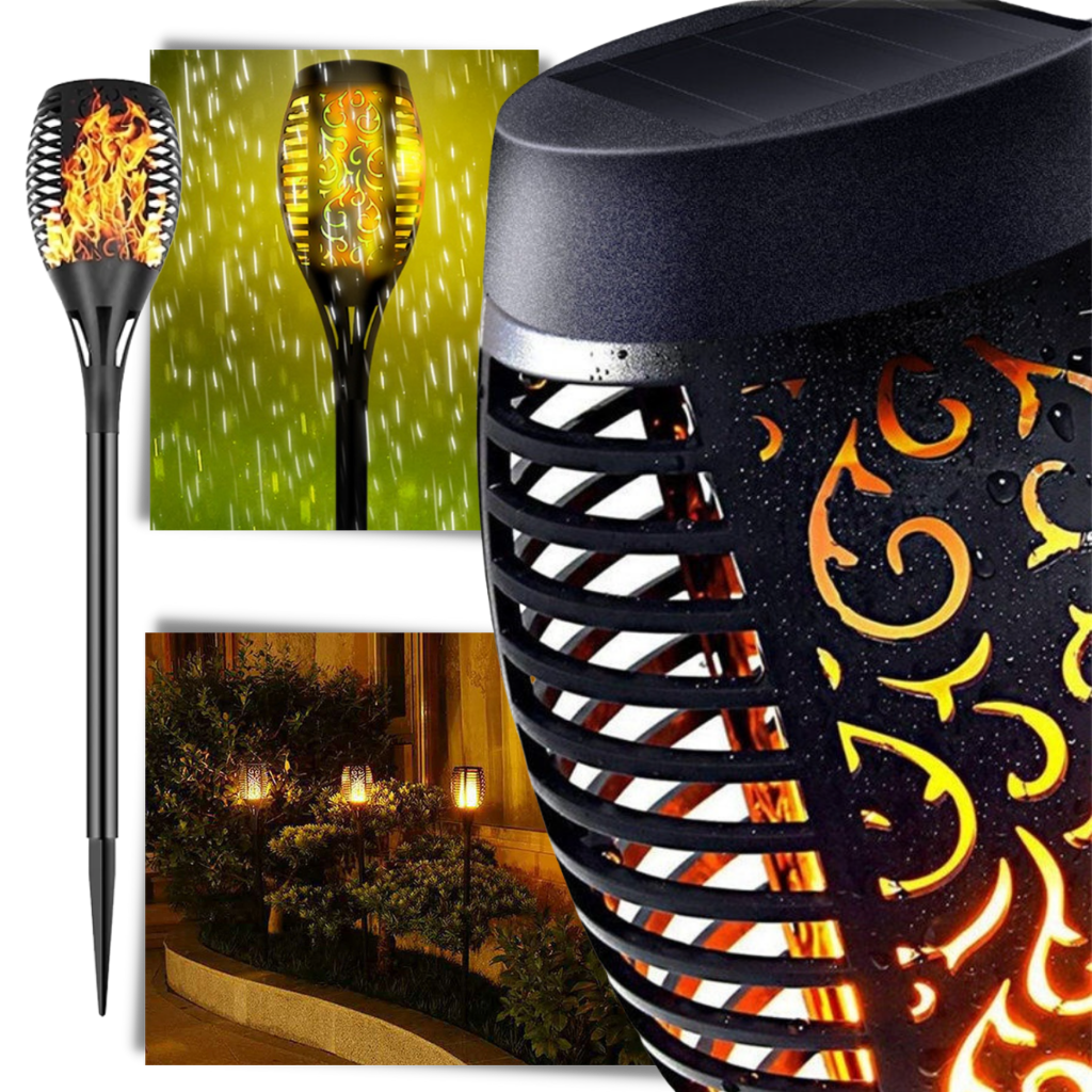 Linterna solar LED con llama parpadeante - Ozerty