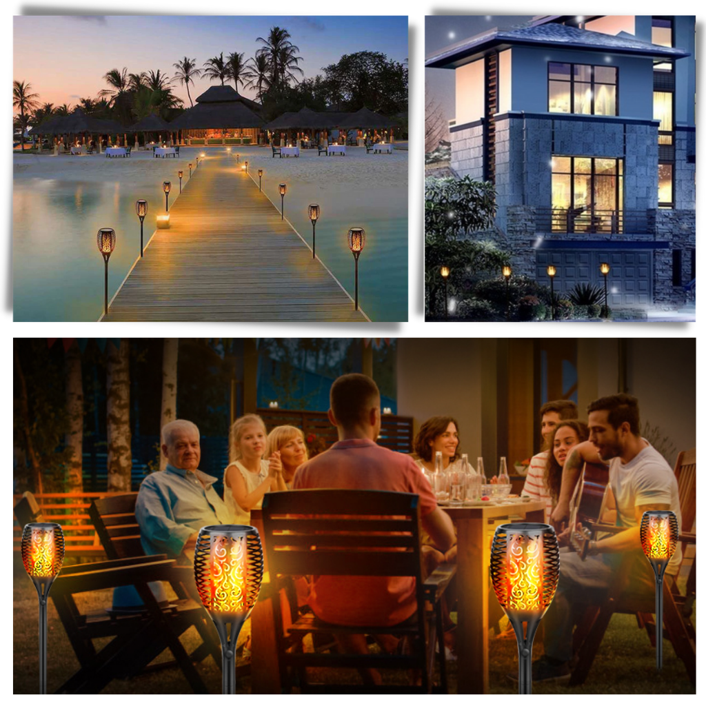 Linterna solar LED con llama parpadeante - Ozerty