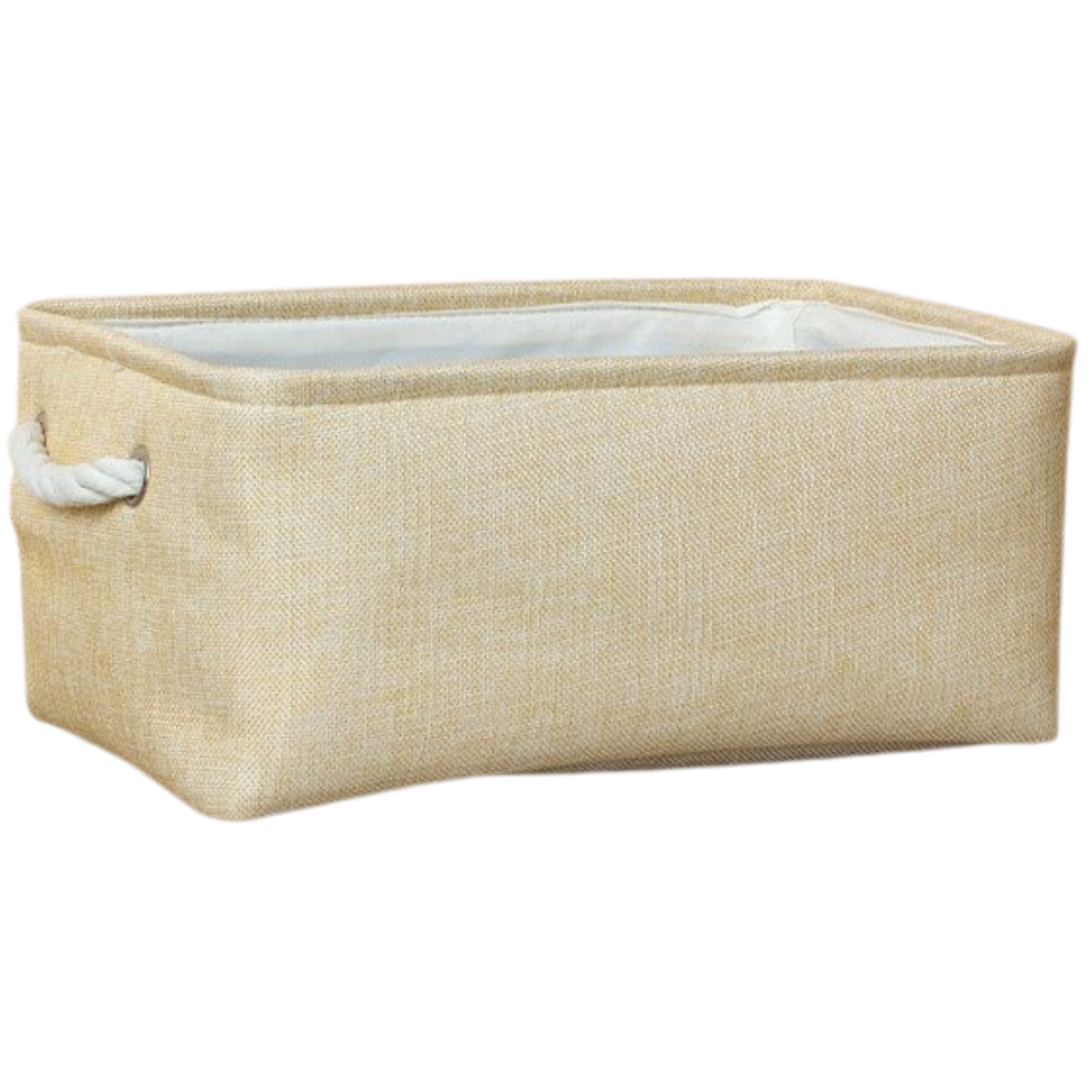 Elegante cesta de lino con asas de cuerda - Ozerty