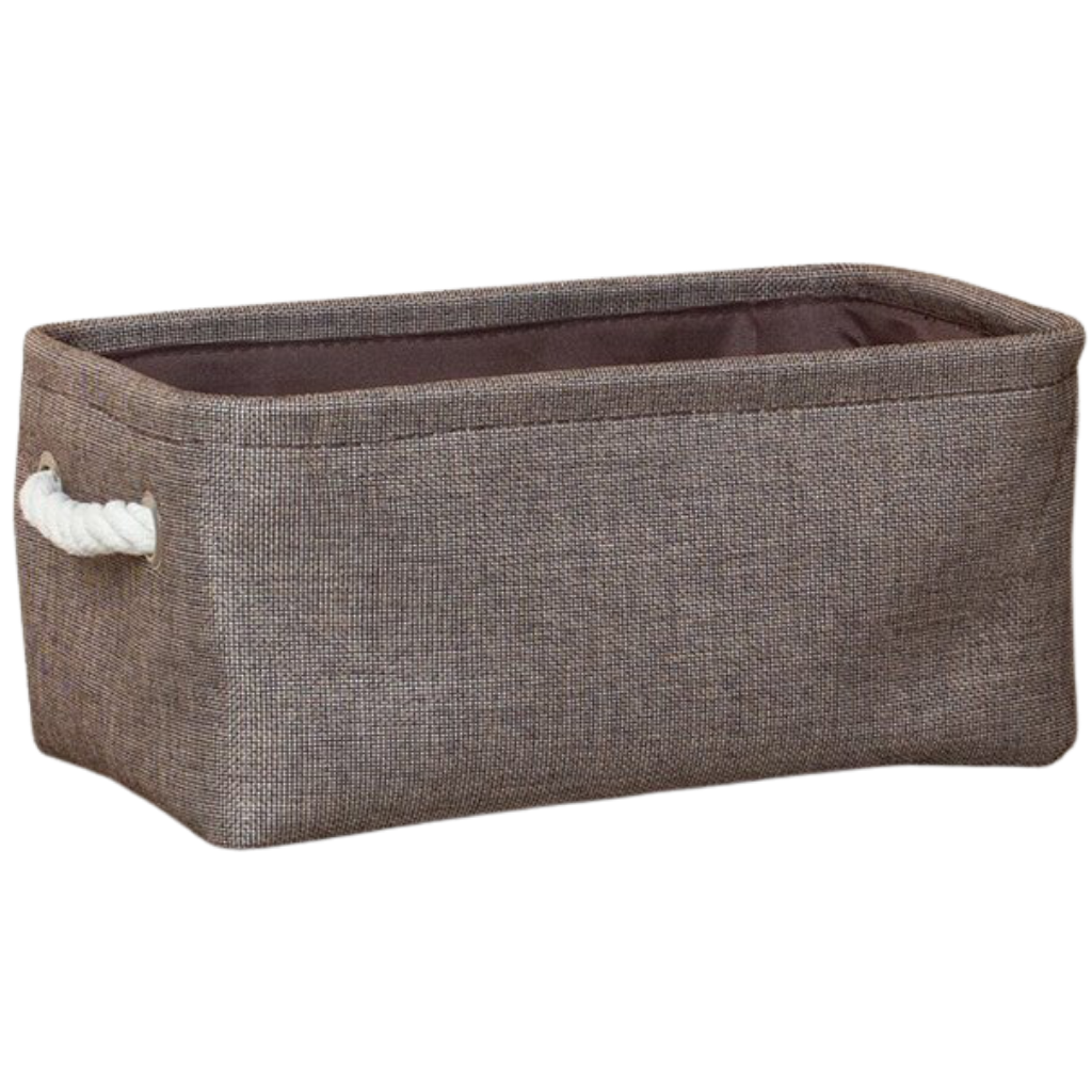 Elegante cesta de lino con asas de cuerda