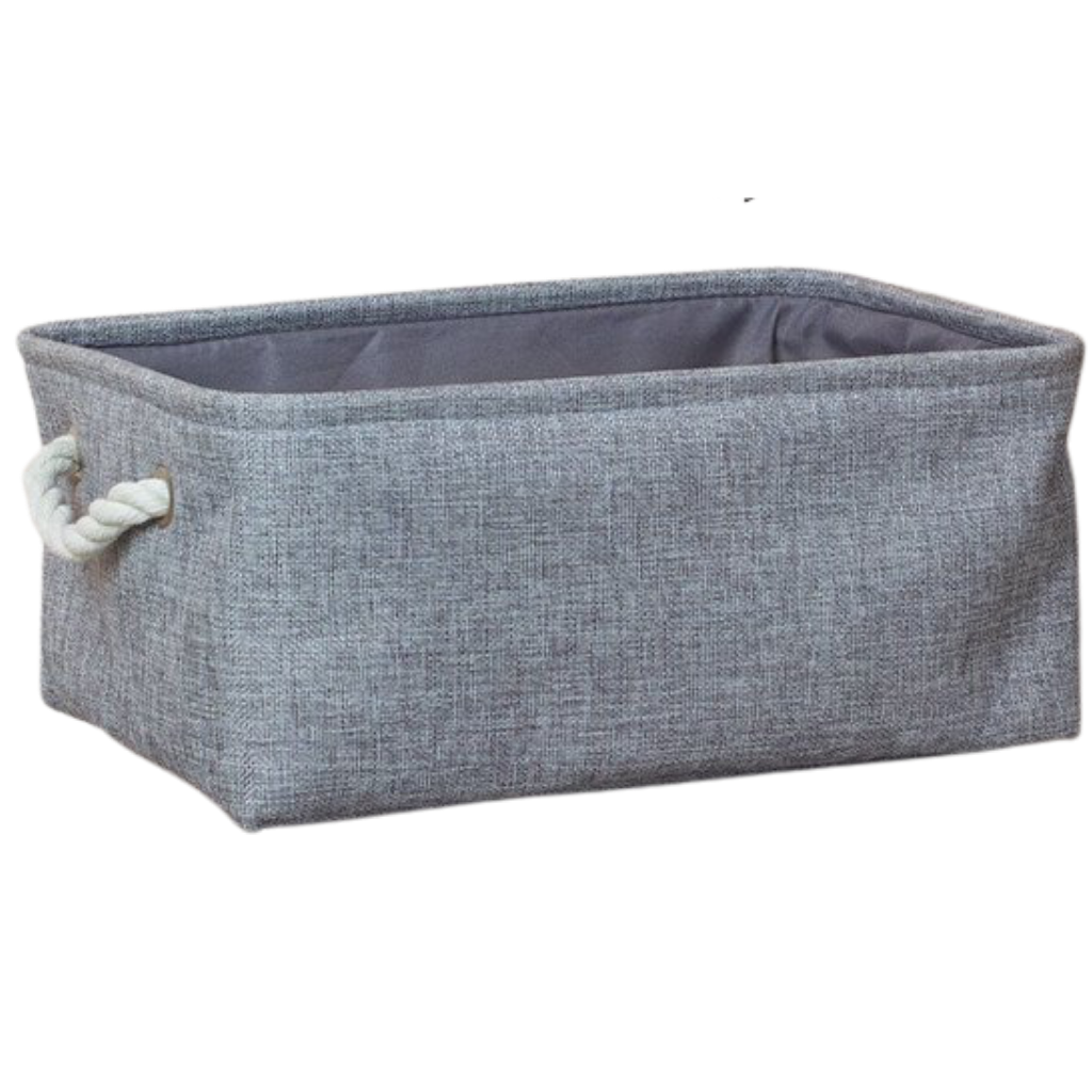 Elegante cesta de lino con asas de cuerda - Ozerty
