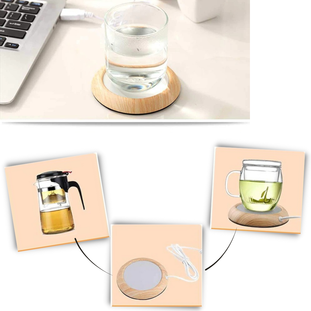 Calentador de tazas de madera eléctrico USB - Ozerty