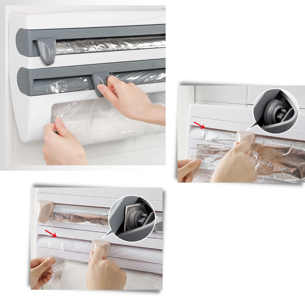 Portarrollos de plástico y toallas de papel 4 en 1 para la pared - Ozerty