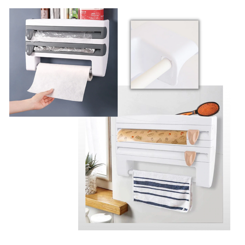 Portarrollos de plástico y toallas de papel 4 en 1 para la pared - Ozerty