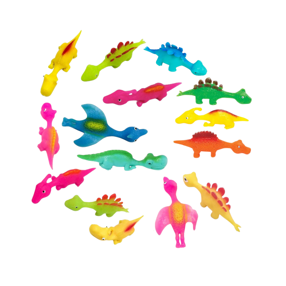 Tirachinas pegajoso para dedos con forma de dinosaurio
-15 piezas - Ozerty