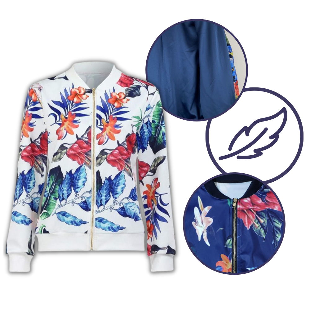 Chaqueta bomber con motivos florales y manga larga
- Ozerty