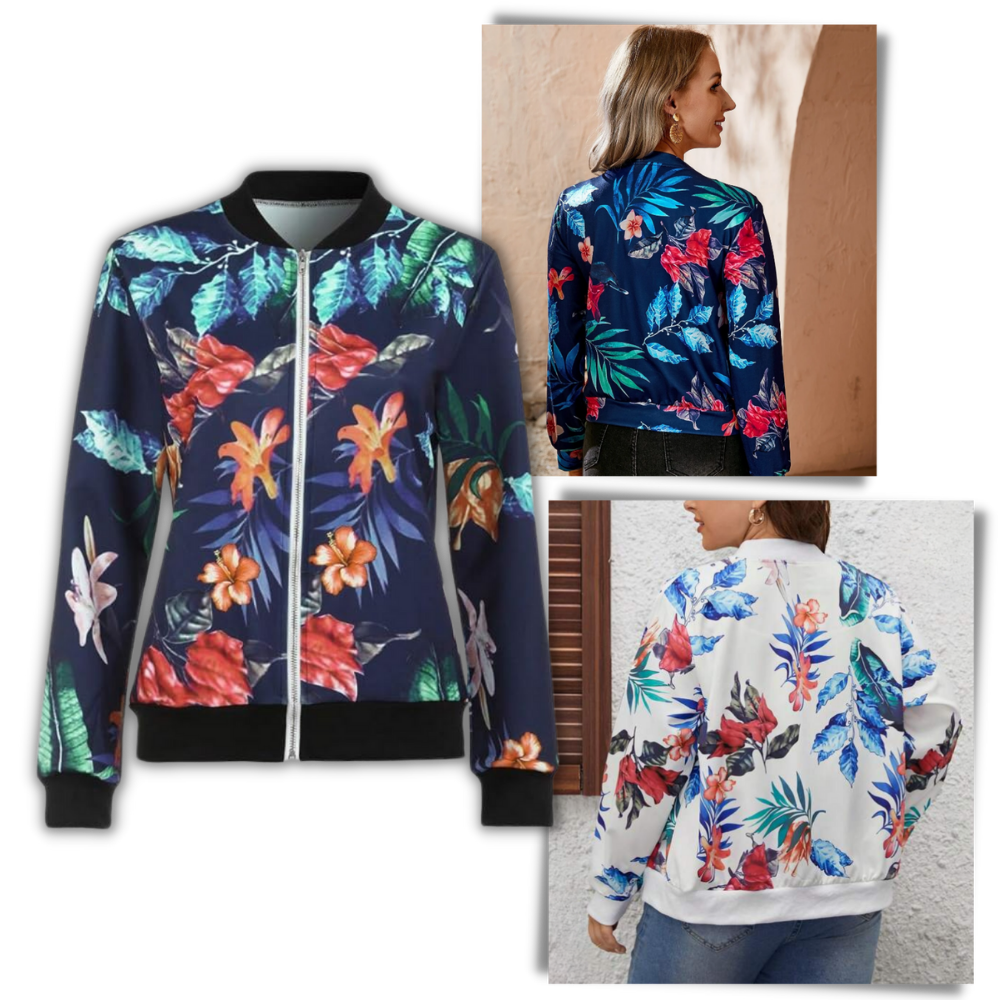Chaqueta bomber con motivos florales y manga larga
- Ozerty