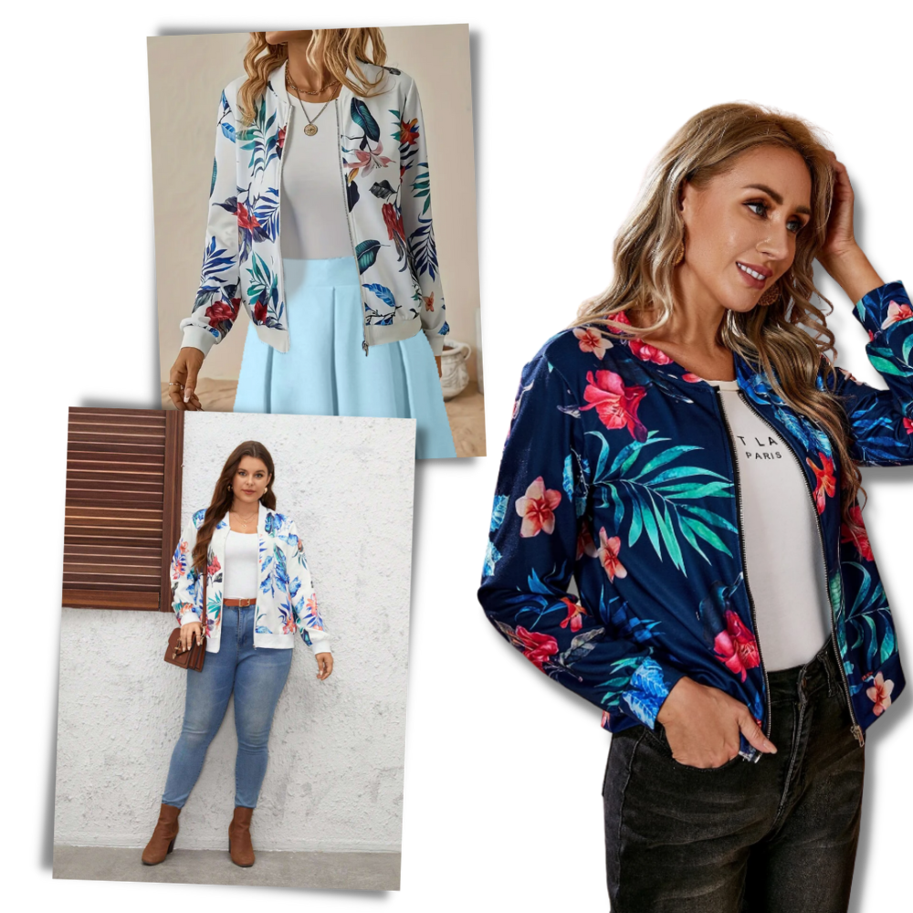 Chaqueta bomber con motivos florales y manga larga
- Ozerty