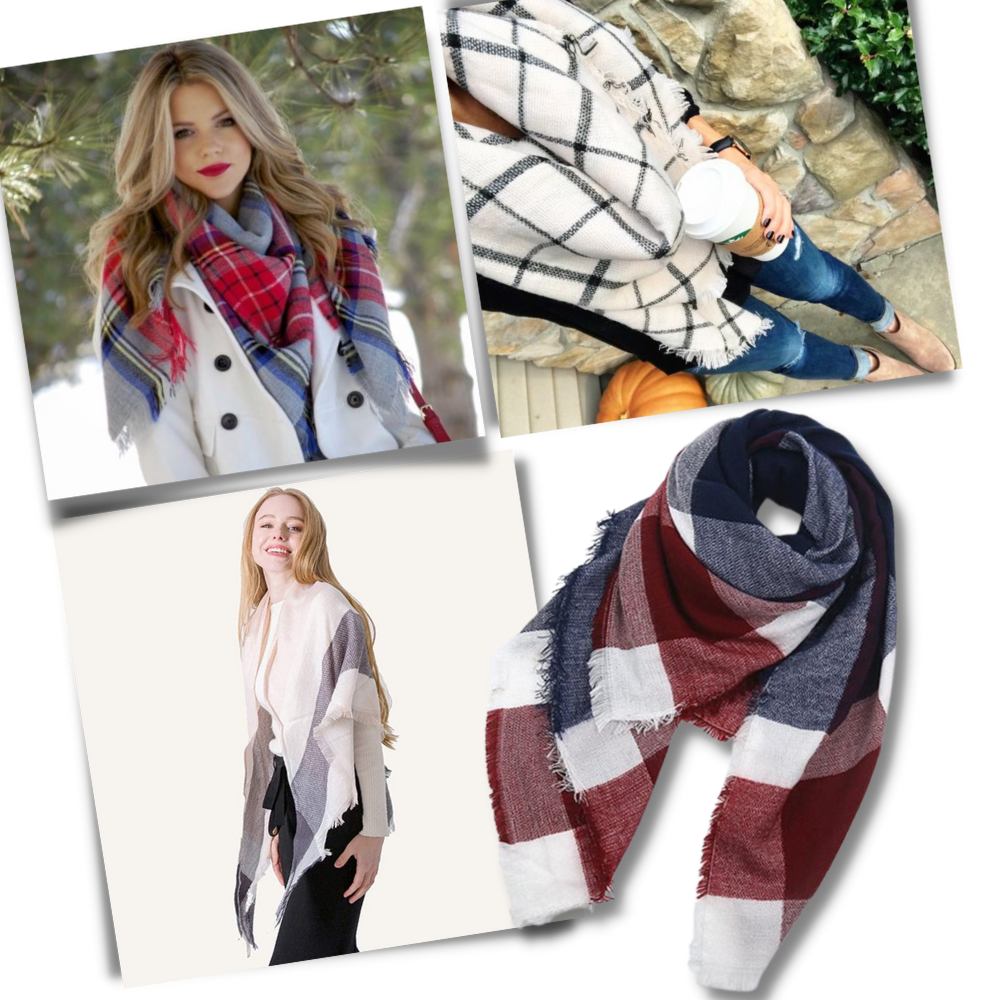 Bufanda de cashmere con tacto de lana de angora y diseño tartán
- Ozerty