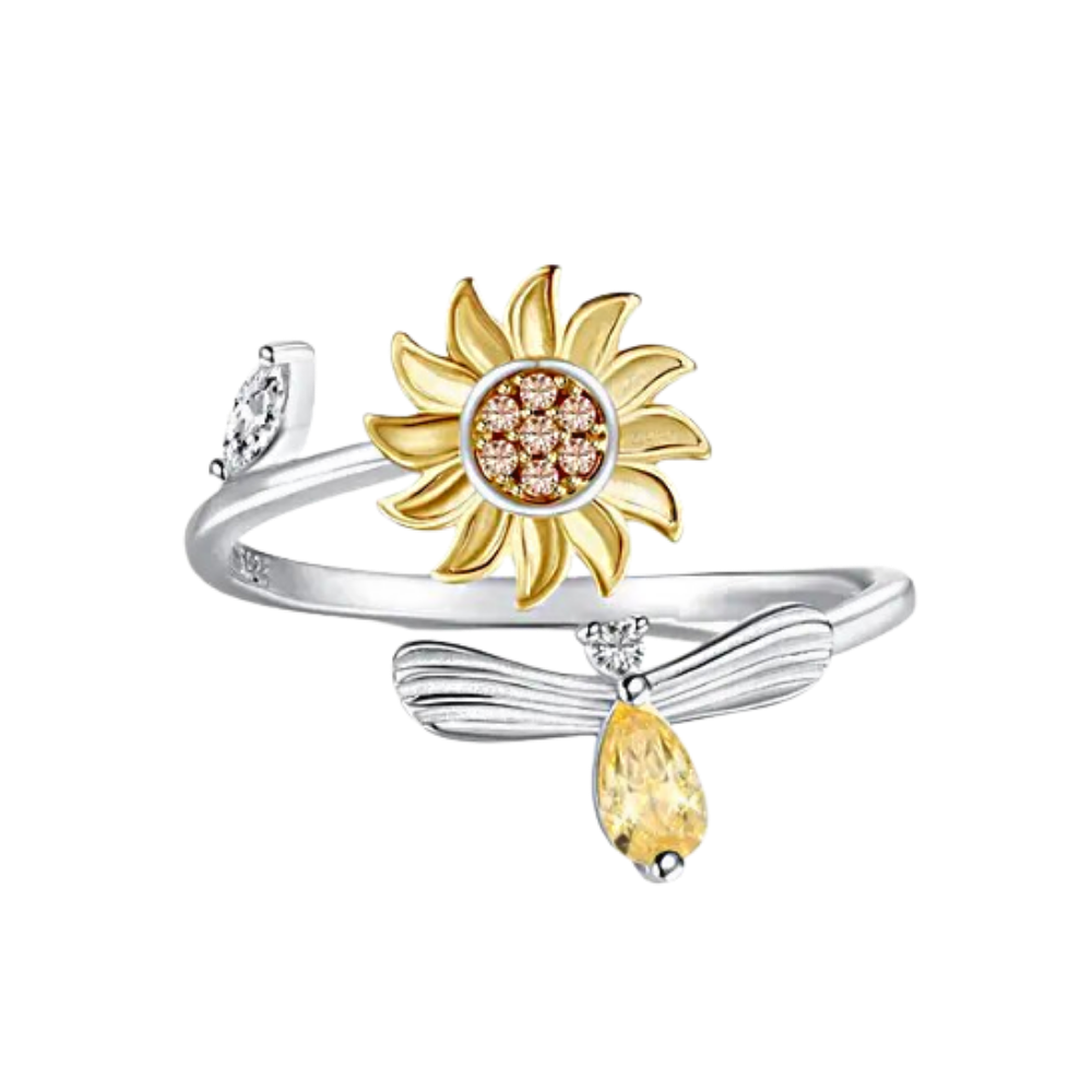 Anillo giratorio con forma de girasol
-Plata - Ozerty