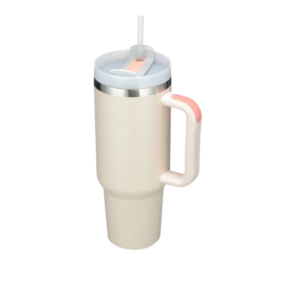 Taza de viaje con asa y gran capacidad para el coche
-Crema - Ozerty